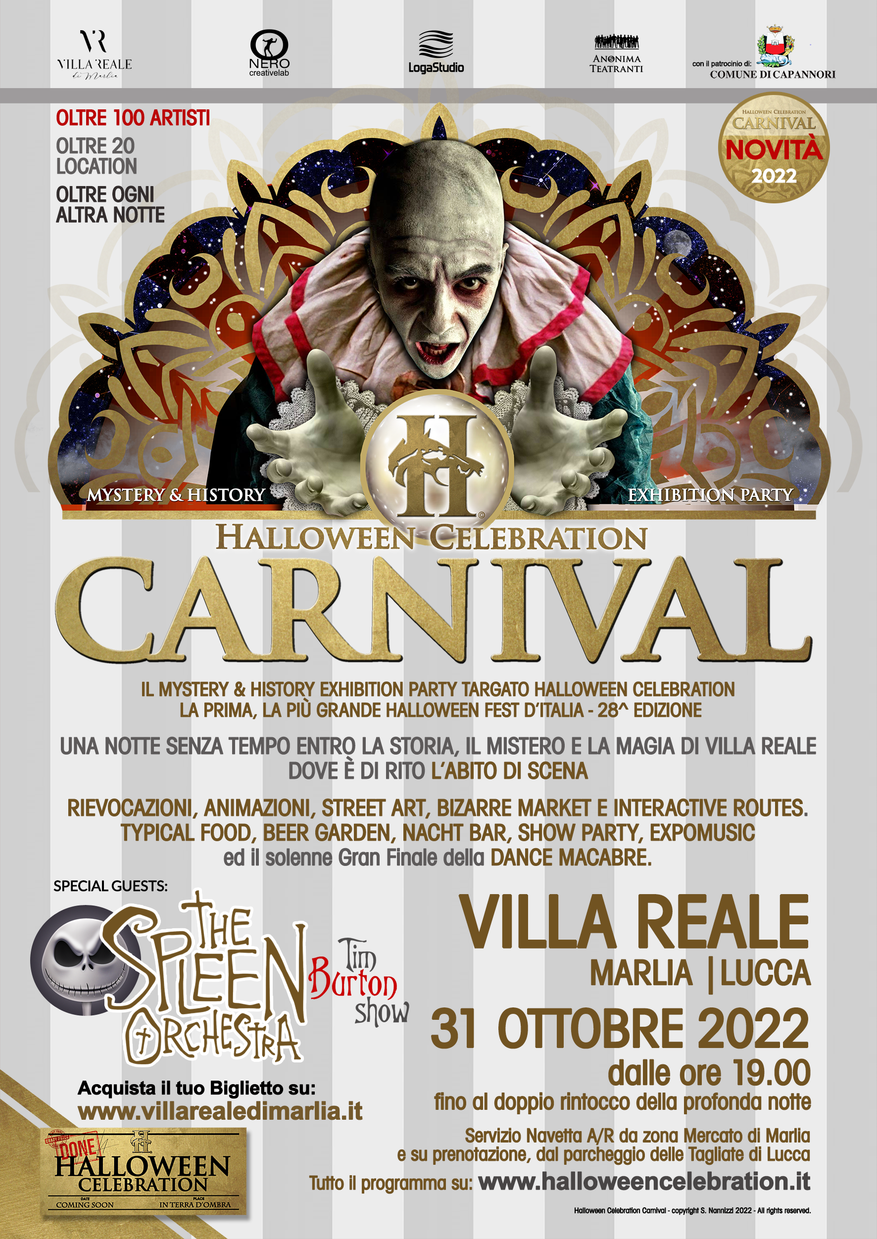 Locandina halloween CARNIVAL 22 _ Villa Reale di Marlia