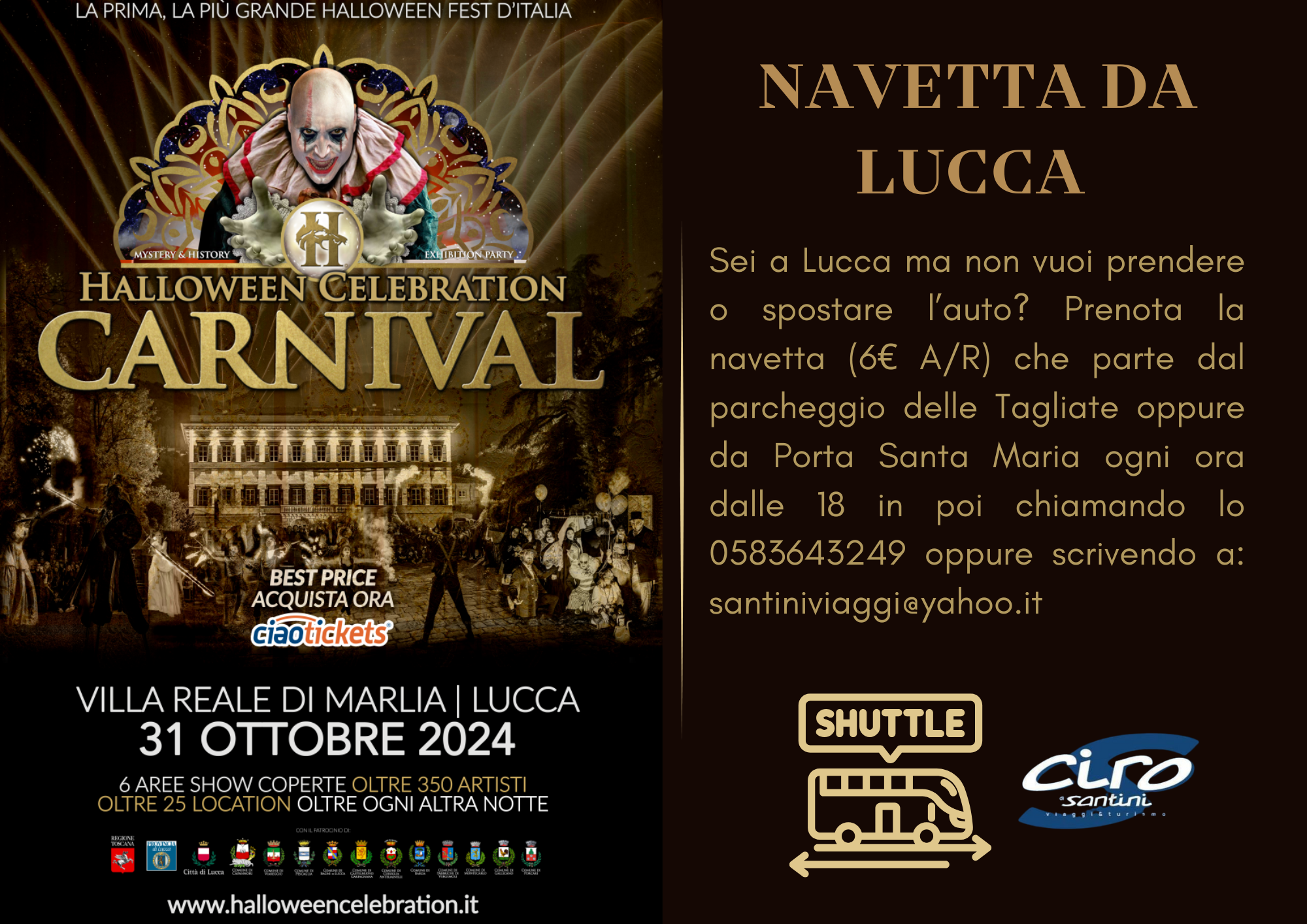 Navetta da Lucca per Halloween Celebration Carnival - Villa Reale di Marlia